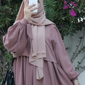 Jilbab femme sans manches et haut deux pièces caramel foncé